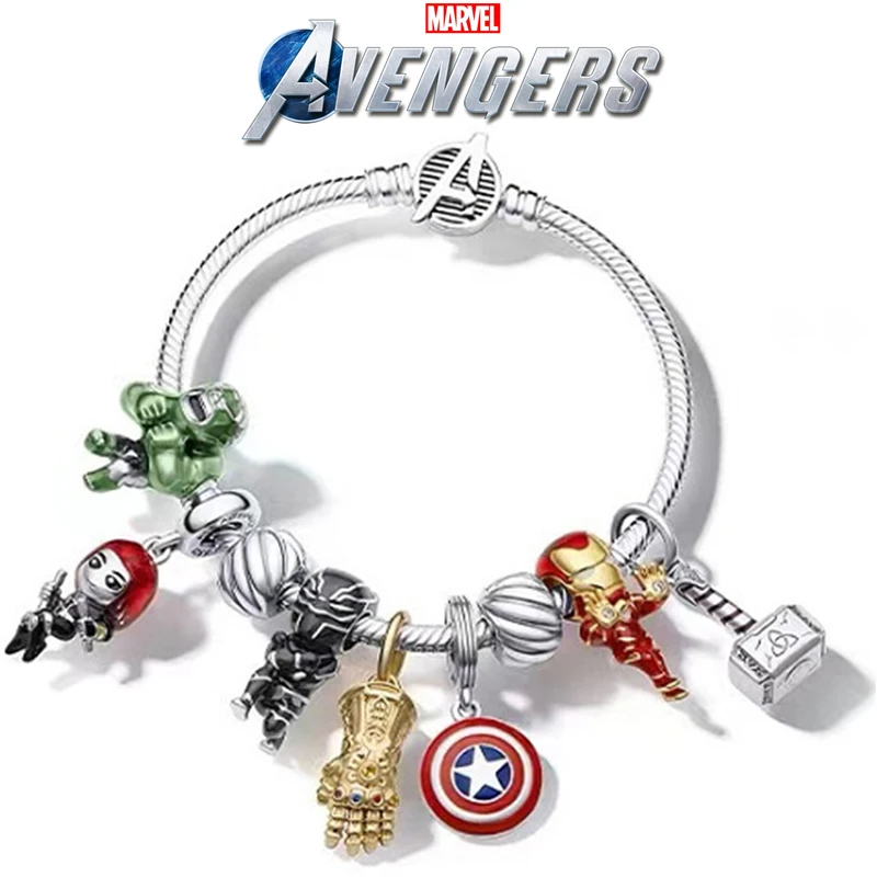 

Disney Marvel Avengers Charms Bracelet Women Superhero Hulk Iron Man Beads DIY Avengers Mjolnir Infinity Gauntlet Dangle Pulsera