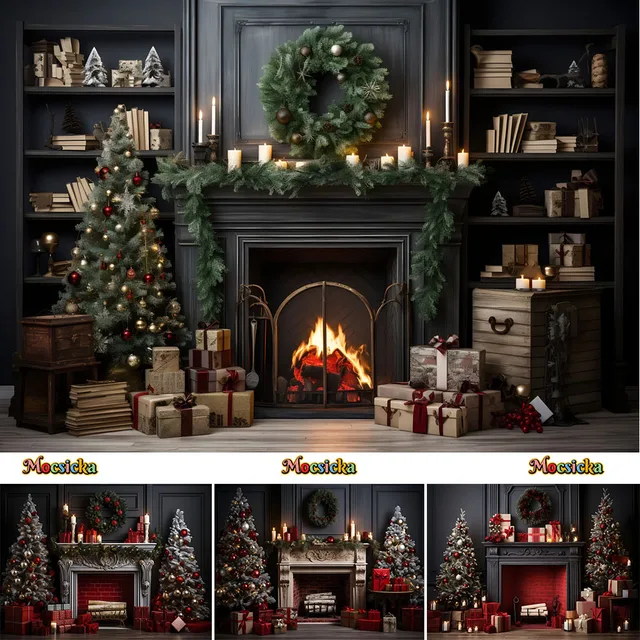 Retro Christmas Fireplace Background Banner: Create a Festive Atmosphere