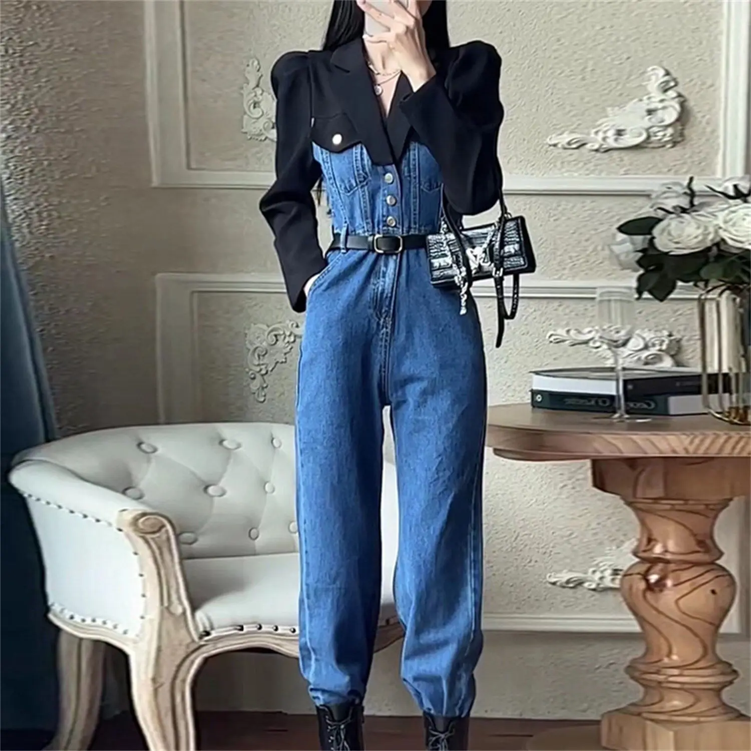 Jumpsuit-Women-Office-Lady-Spring-AutumnTailored-Collar-Cotton-HIGH ...
