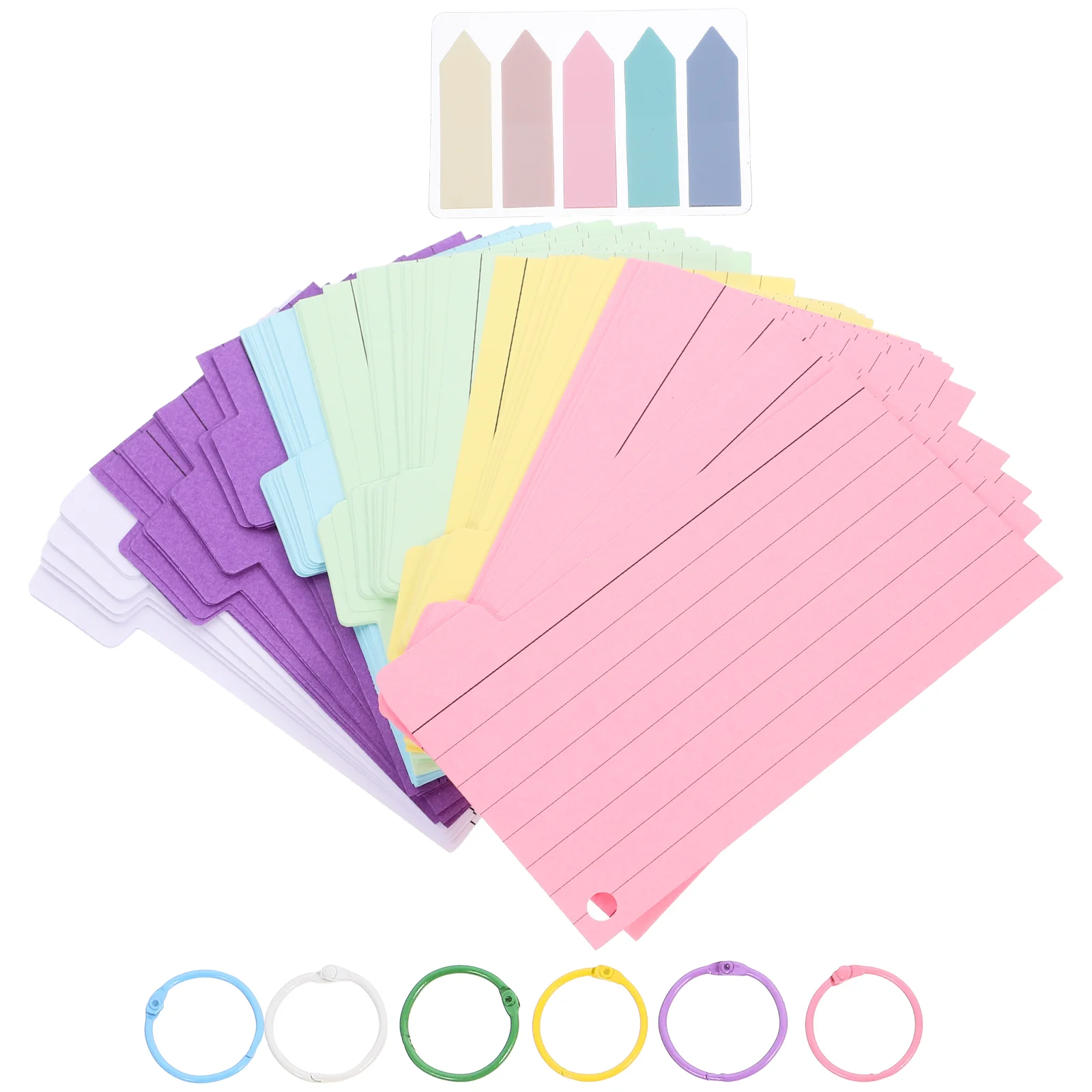 Flash Card Colored Index Cards Office Colorful Sticky Notes Paper Flashcards with Binder