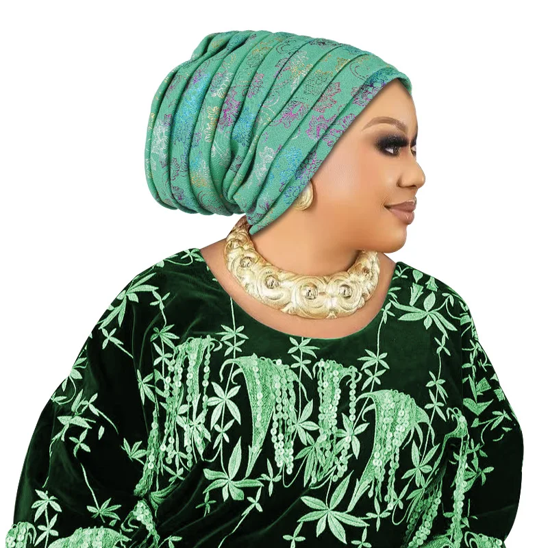 Elegant Glitter Pleated Turban Cap for Women: Stylish Head Wrap and Headpiece