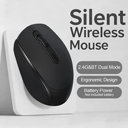 Sleek Dual - Mode Wireless & Bluetooth Silent Ergonomic Mouse with Adjustable DPI (Black)