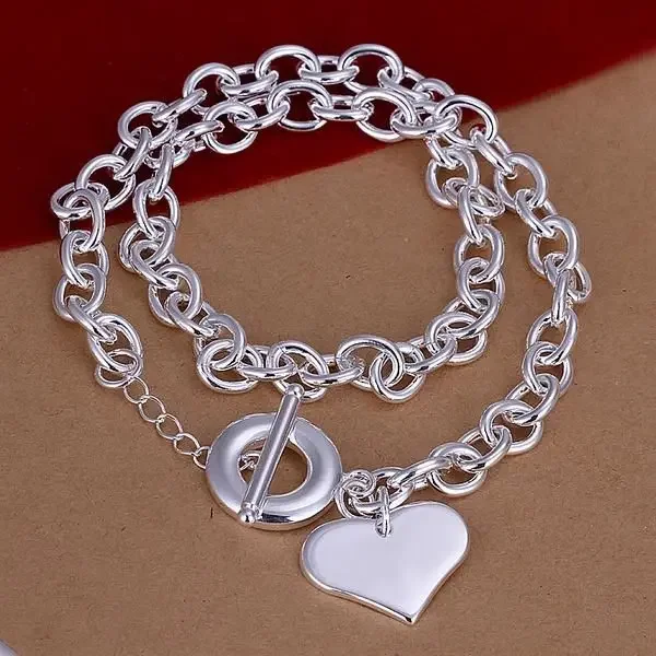 925 Sterling Silver Necklaces Jewelry 20 Inches Classic Thick chain heart pendant high quality Christmas Gifts
