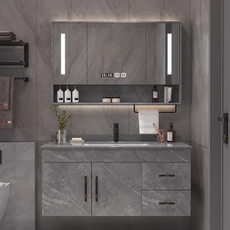 White Display Washbasin Bathroom Storage Closet Metal Bathroom