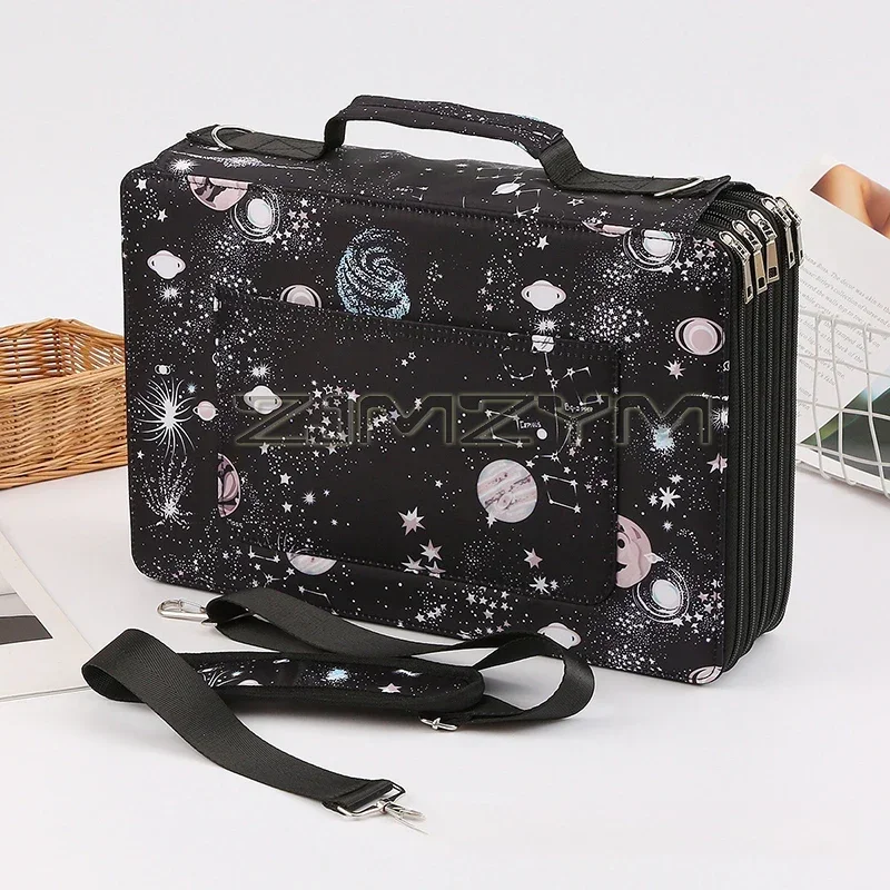 Astuccio Organizer ZONADAH In Tessuto Oxford Nero, Con 48 Scomparti Per Matite. Grande Capacità, Pieghevole E Resistente All'acqua. Per Scuola, Ufficio O Artisti. - 2