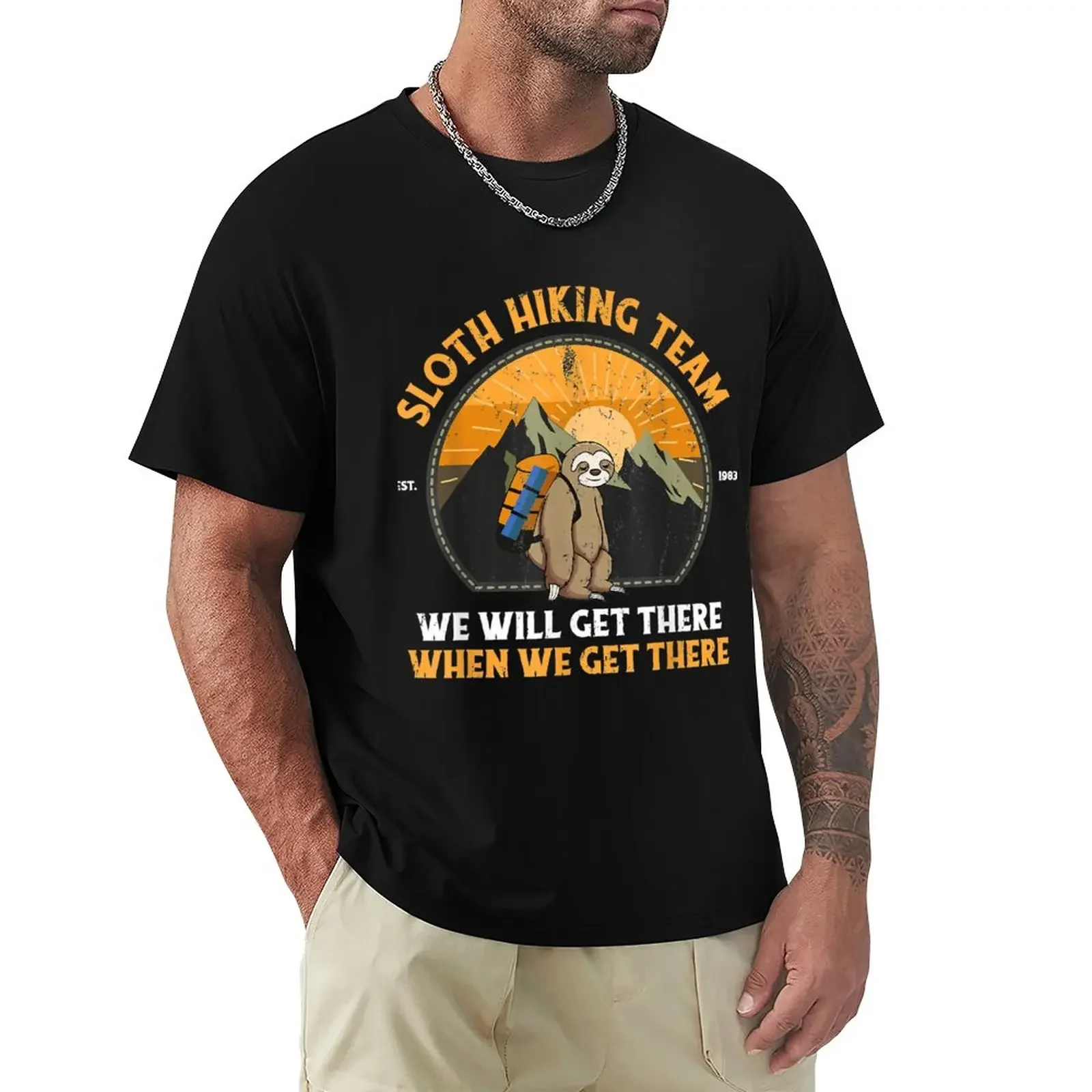 

Sloth Hiking Tshirt, Sloth Hiking Team T-Shirt summer tops anime clothes men workout shirt Blouse tees t shirts for men pack