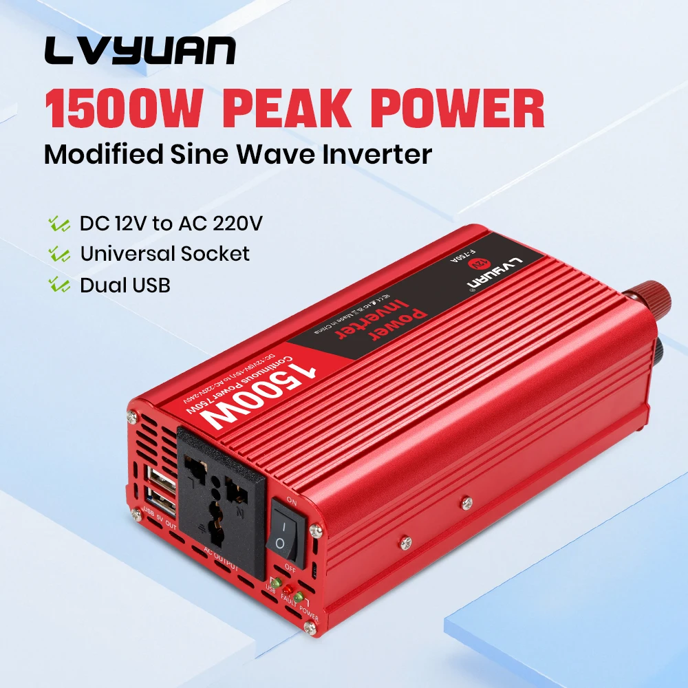 1500W/2000W DC 12V to AC 220V Portable Car Power Inverter Charger Converter Adapter Universal EU Socket Auto accessories vehicle inverter car converter inverter car inverter car power converter power inverter