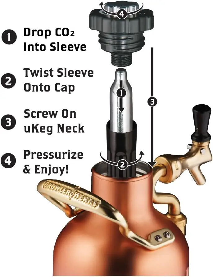 uKeg Carbonated Growler-Great Gift for Beer Lovers, 64 oz, Copper 5