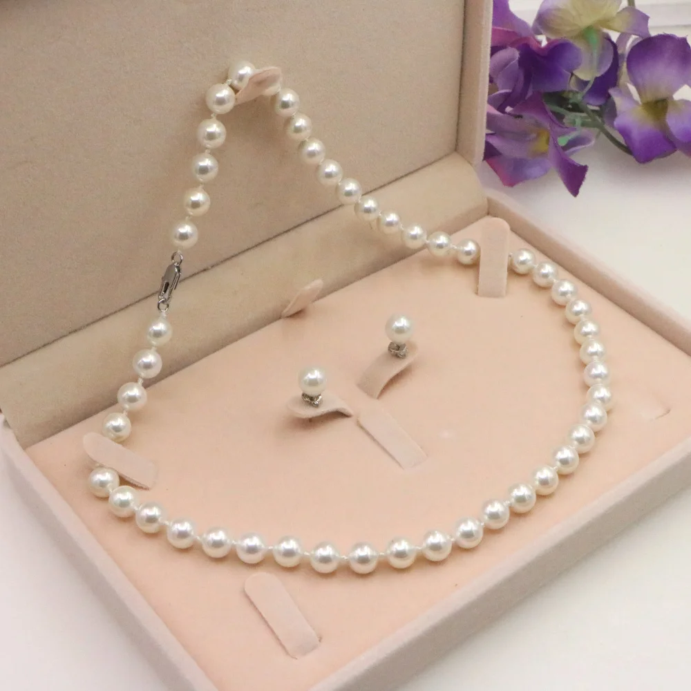 

Лидер продаж, ожерелье с жемчугом в виде морской ракушки 8 мм, свадебные серьги, ручной дизайн, подарок, оптовая продажа