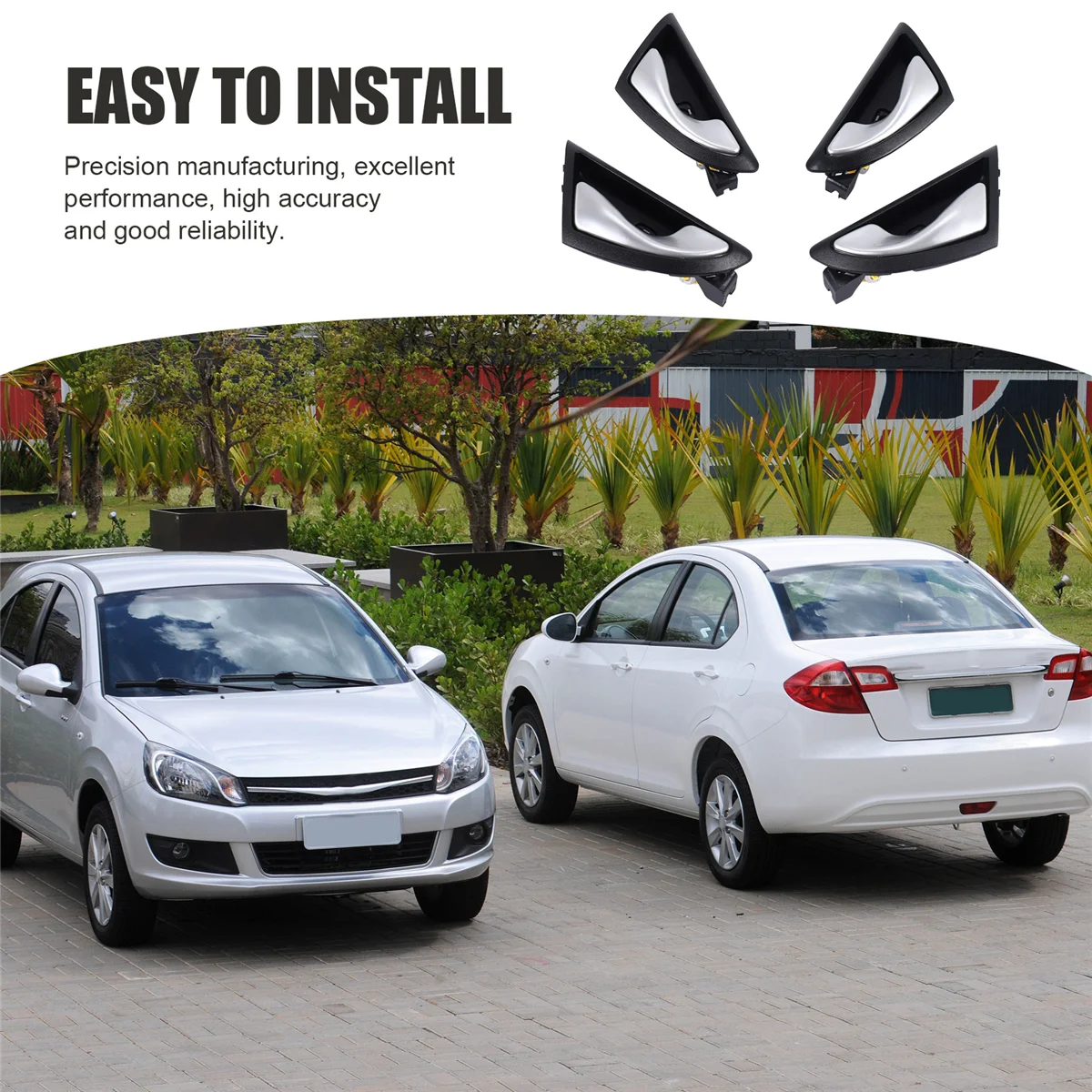자동차 인테리어 문짝 손잡이, JAC J3 J3S Turin 2009-2015 6105230U8010 6105240U8010 무광 실버 손잡이, 4 개