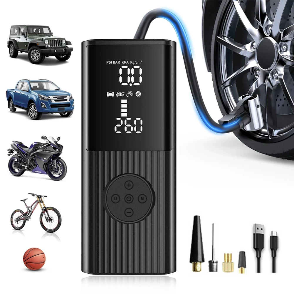 

Wireless Car Tire Inflator 6000mAh Portable Air Compressor Power Bank Rechargeable Air Pump Car Tyre Inflator For Motor Bicycle