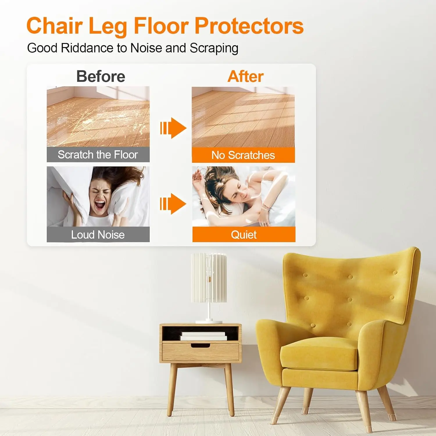8-Piece Silicone Chair Leg Protectors Set