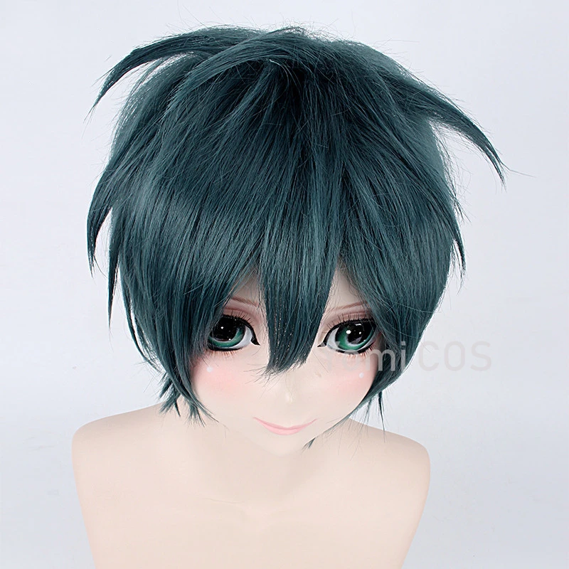 Anime The Devil Is A Part-Timer! Season 2 Maou Sadao Cosplay Wig Greenish  Black Short