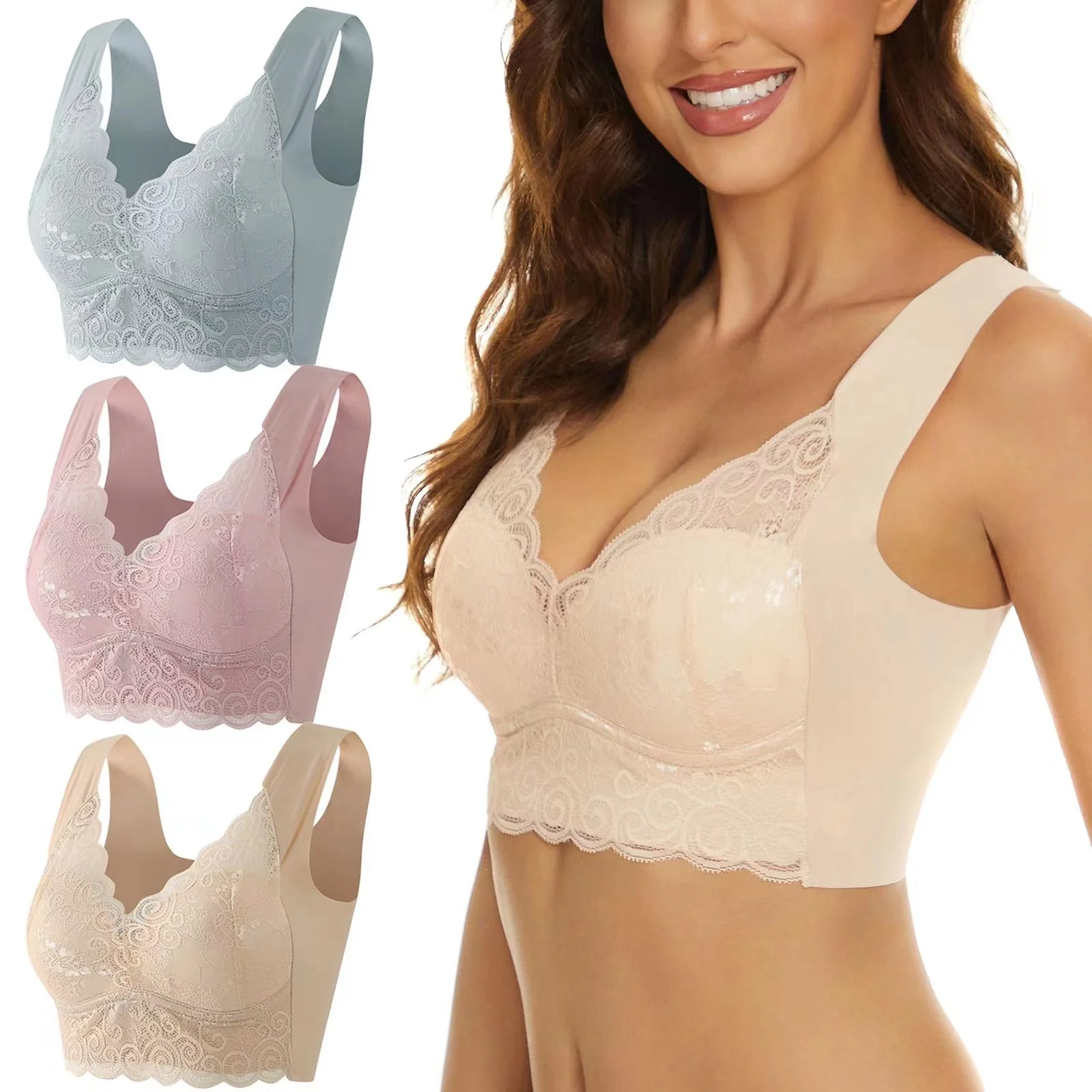 Bra Female Beauty Back Gathers Breasts Sexy Lace Underwear Wrap Chest Sports Shockproof Vest