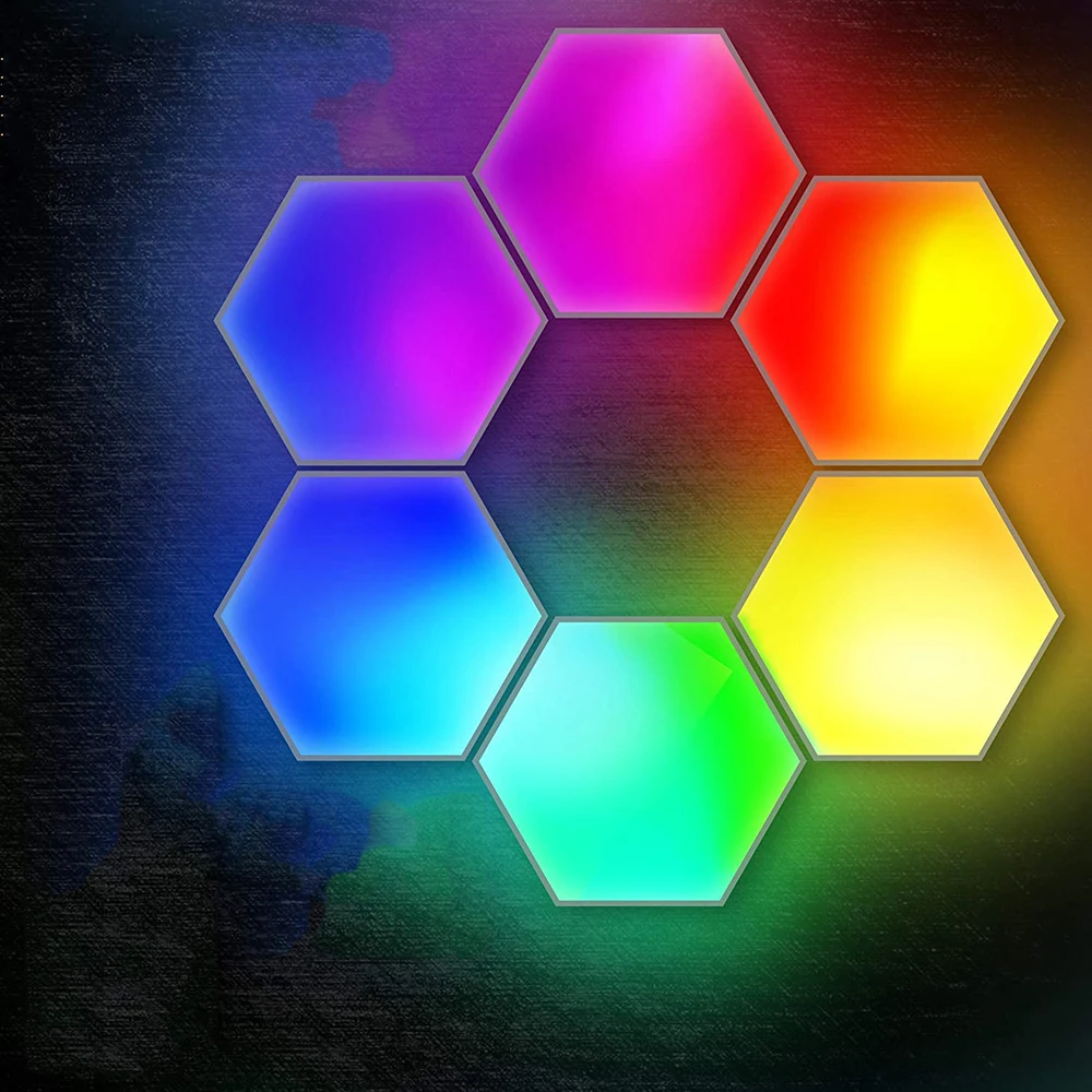 

6Pack Led Honeycomb Wall Lights Hexagon Night Lamp USB Smart Touch DIY Modular Sensitive Light RGB Ambient Bedroom Decoratation