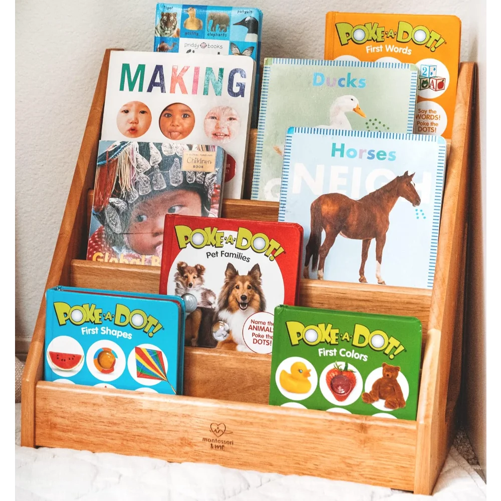 Montessori Bookshelf - Book Display Shelf for Toddler - Forward/Front Facing Bookcase Rack Display acrylic display shelf cellphone wallet glasses rack multilayers display stand display storage shelf transparent rangement