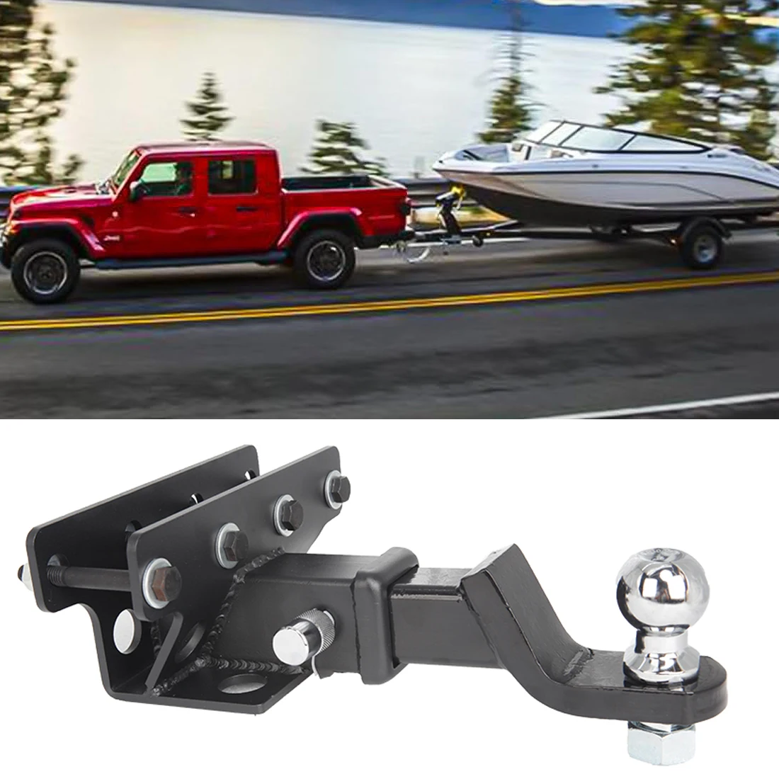 

Car Rear Bumper Trailer Hitch Receiver Tow Hitch Ball Mount with Hook for Jeep Gladiator JT 2019-2023