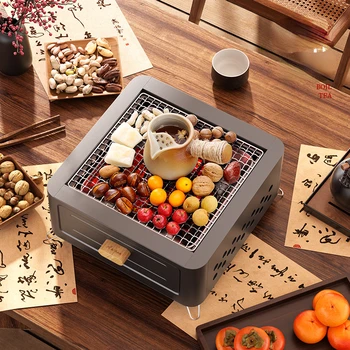 겨울 차 끓이는 스테인레스 스틸 숯화로 바베큐 그릴, 야외 저녁 식사 화로 스탠드, 가정용 소방기구