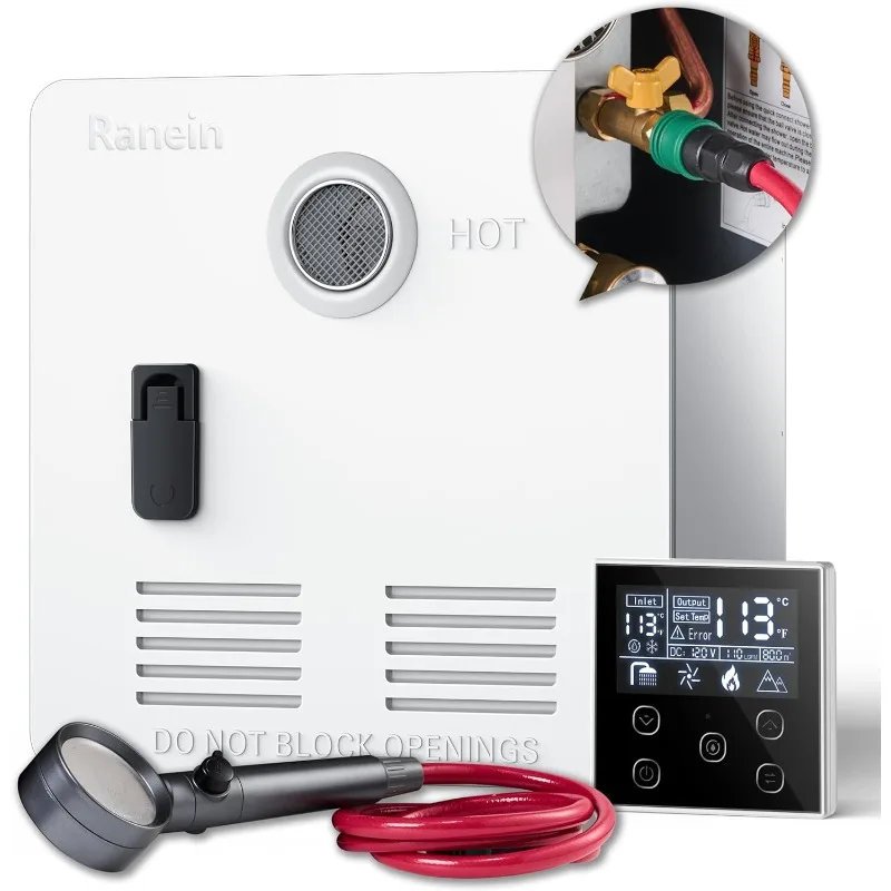 65,000 BTU RV Tankless Water Heater, 9,800ft High Altitude Available, 12V, CSA Certificated, with White Door