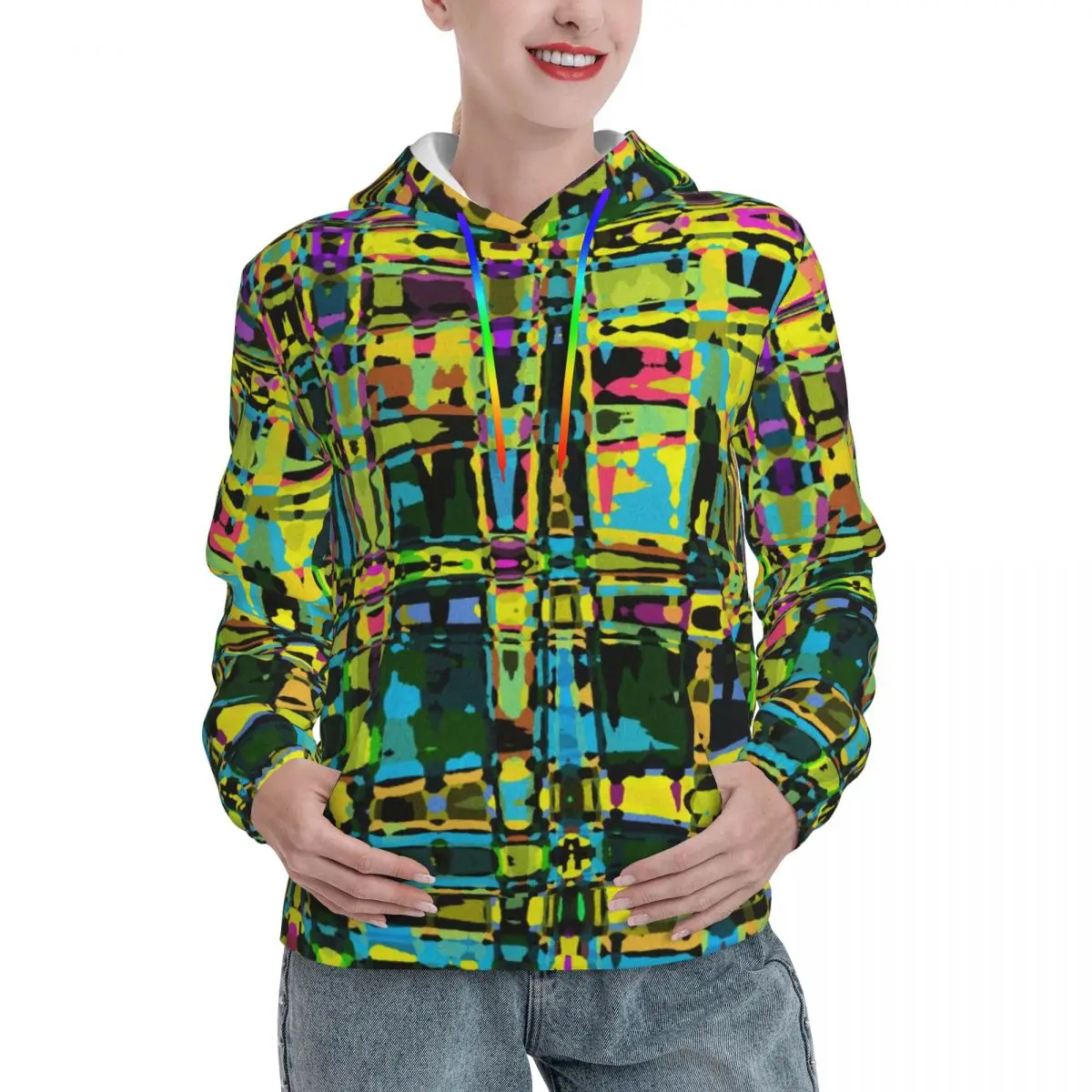 

Abstract Print Streetwear Hoodies Autumn Colorful Ethnic y2k Cool Hoodie Womens Oversized Casual Printed Sweatshirts