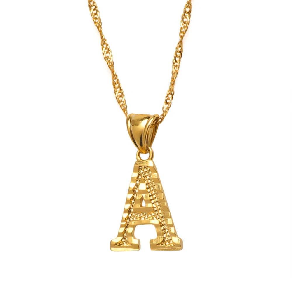 Letter V 45cm Thin Chain Pendant Necklace Small Letters Necklaces for Women/Girls Gold Color Initial Pendant Thin Chain English Letter Jewelry Alphabe Gift #058002