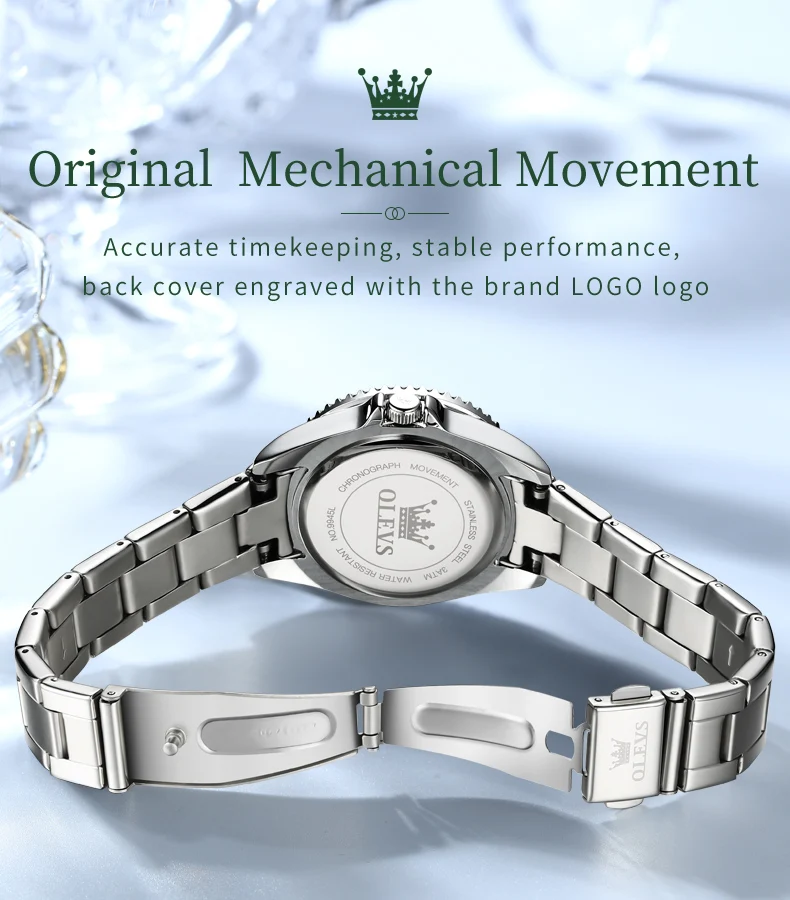 OLEVS קוורץ שעון לנשים יהלומי חיוג יוקרה נירוסטה עמיד למים אלגנטי גבירותיי אופנה למעלה מותג נשים של שעון 9945