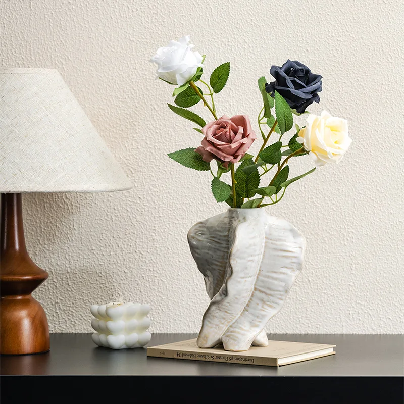 CAPIRON French White Ceramic Vase Unique Modern Art Plant Container Pampas Grass Dried Fresh Flower Centerpiece Home Decoration 2