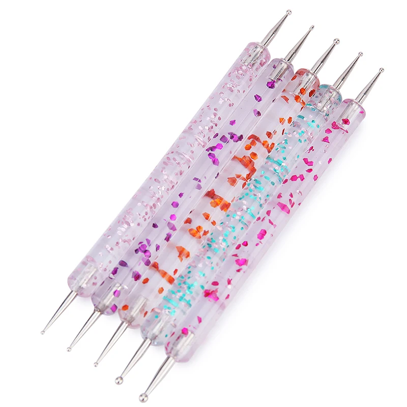 5Pcs 2-Way Nail Art Dotting Tool Set Nail Dotting Pens for Rhinestone Picker Design Drawing and Decoration nail art pen nail art picking tools rhinestone picker pen nail art tools rhinestone picking tool