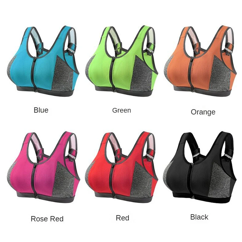 Womens Bra Yoga Sports Bra Top Shockproof Push Up Sportwear Workout Vest for Women Front Zipper Gym Running Underwear Jogging Fitness Bras womens bra