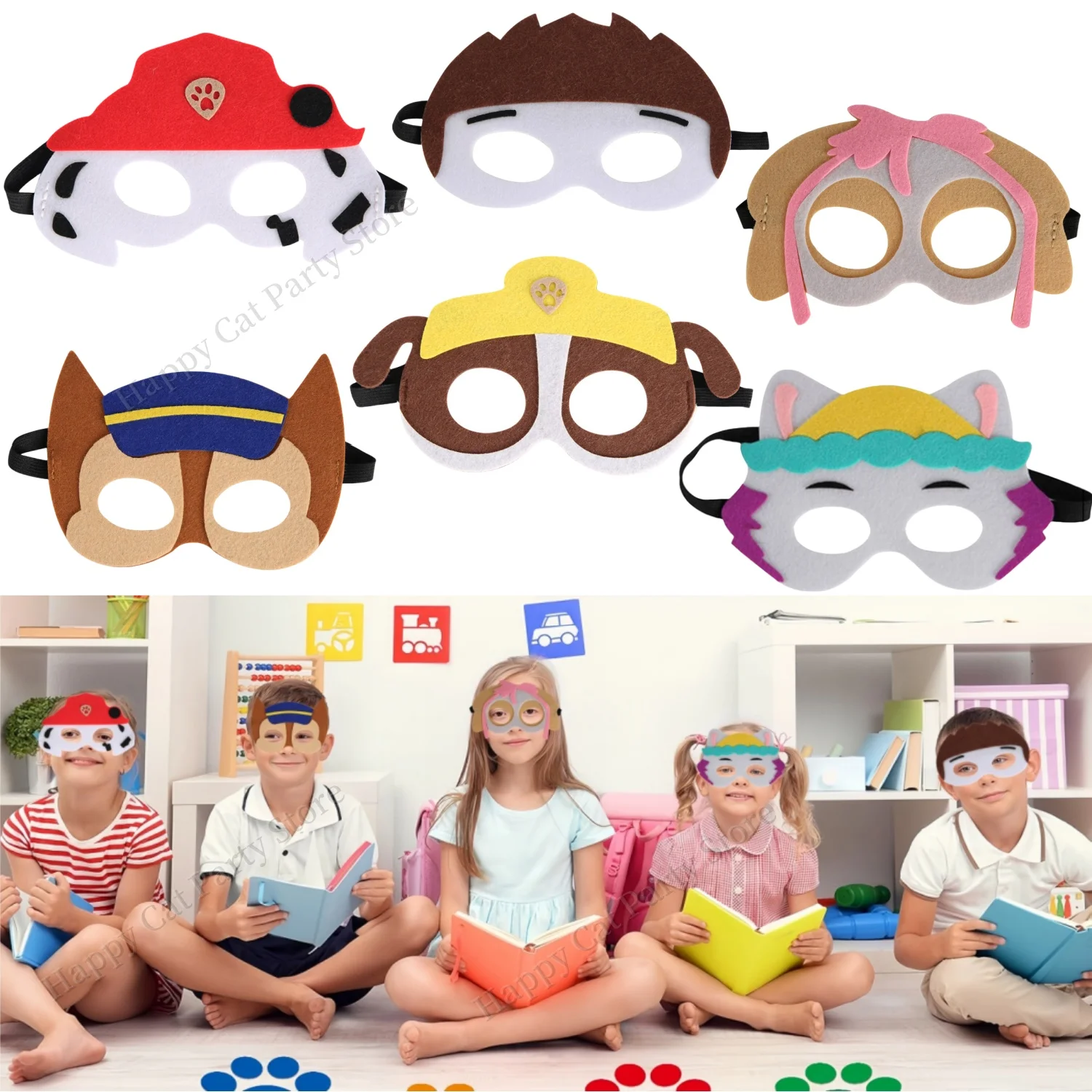 PAW Patrol Filzmasken Geburtstagsdeko Hund Skye Cosplay Partymasken Rollenspiele Maske Halloween Verkleidung PAW Patrol Cosplay