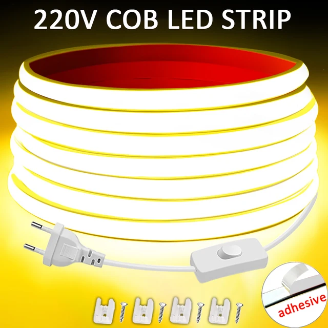 Striscia LED 220V Esterna Impermeabile 3 Metri - 288 LED/m, Bianco Freddo 6000K, Con Interruttore - Foto 4