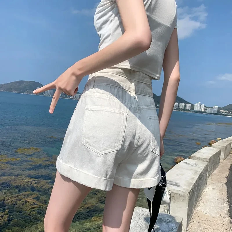 Black High-Waisted Denim Shorts Women's Summer New Loose Casual Thin Retro Wide Legs A-Line Short Hot Pants Versatile Ropa Mujer