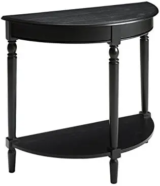 

Country Half-Round Entryway Table with Shelf, Dark Walnut/White Small coffee table Table top Small end table Tea table Mesas End