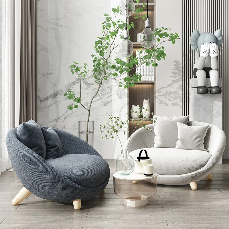 

White Nordic Living Room Chair Fashion Minimalist Cute Shell Living Room Chair Comfortable Mobile Silla Plegable Home Furniture