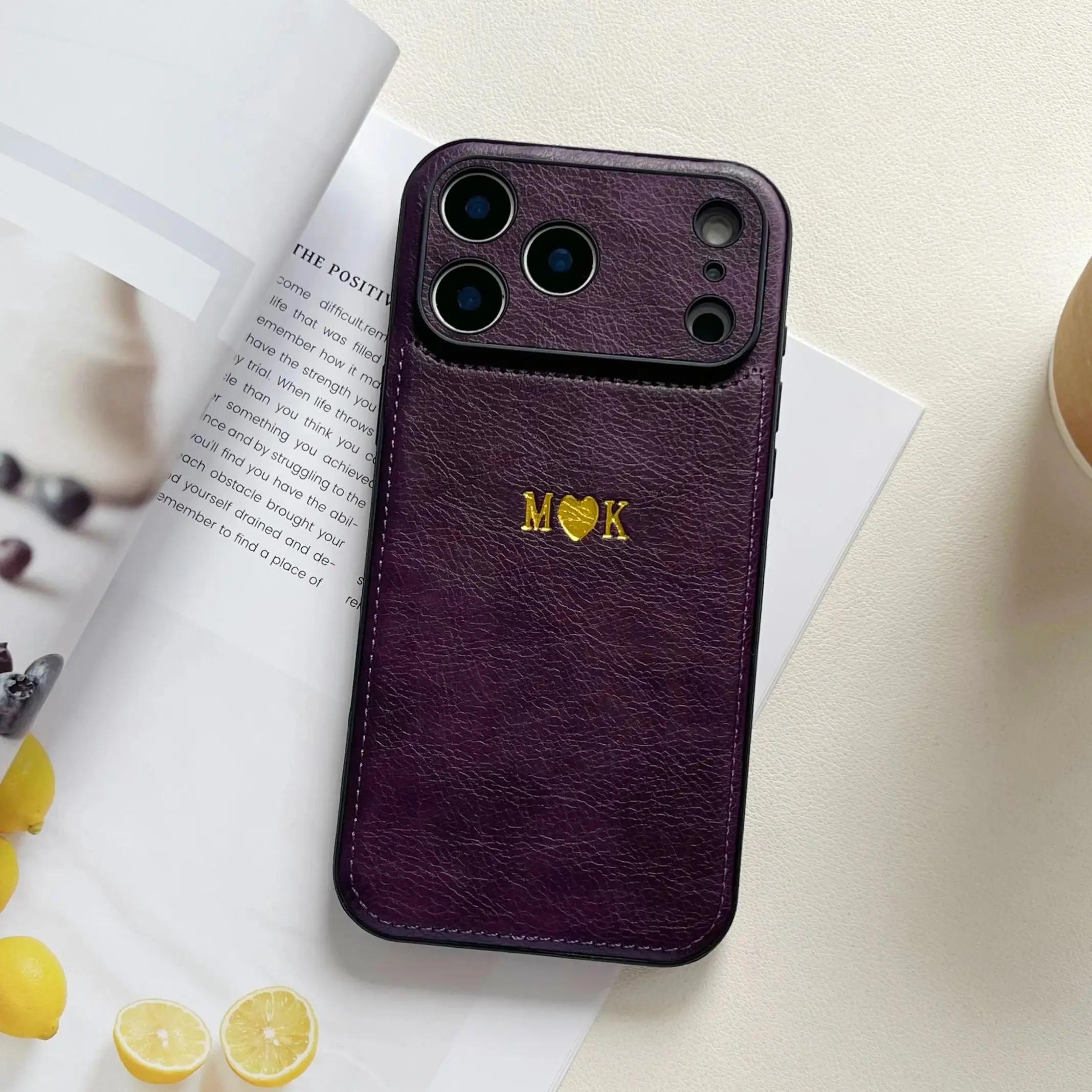 Luxury Personalized Custom Name Hot Gold Foil Embossed Faux Leather thumbnail 7
