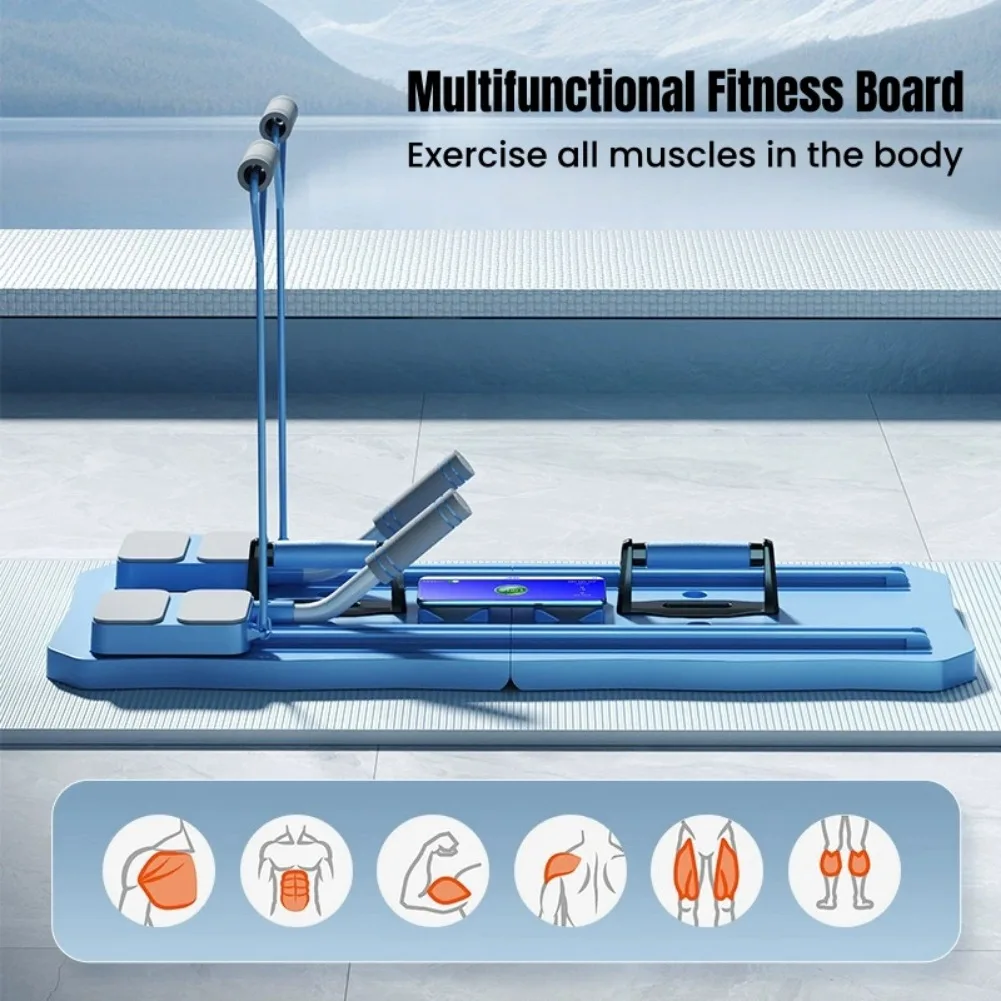 Abdominal Exercise Board Fitness Board with Mat Pilates Reformer Set Automatic Rebound Multifunctional for Men Women home Gym
