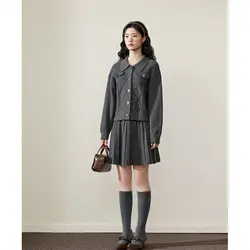 Xiaoxiangfeng Knitted Shirt Suit for Women's 2023 Spring/Autumn Slimming Cardigan Sweater High Waist Half Skirt Two Piece Set
