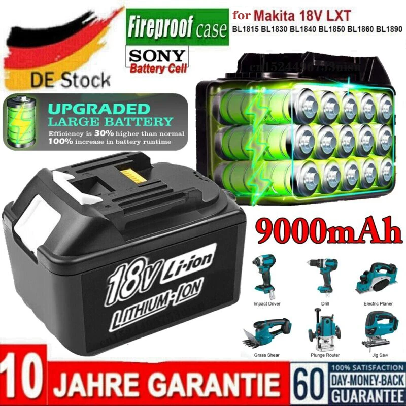 Original 18V/9.0Ah For Makita Battery BL1860B 197422-4