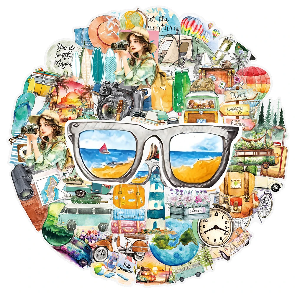 10/30/50pcs Outdoor Travel Scenery Stickers Waterproof Graffiti Phone ...
