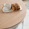 25.6" Natural White Round Farmhouse Coffee Table, 2-Tier Storage Wood Center Circle Accent Table for Living Room 5