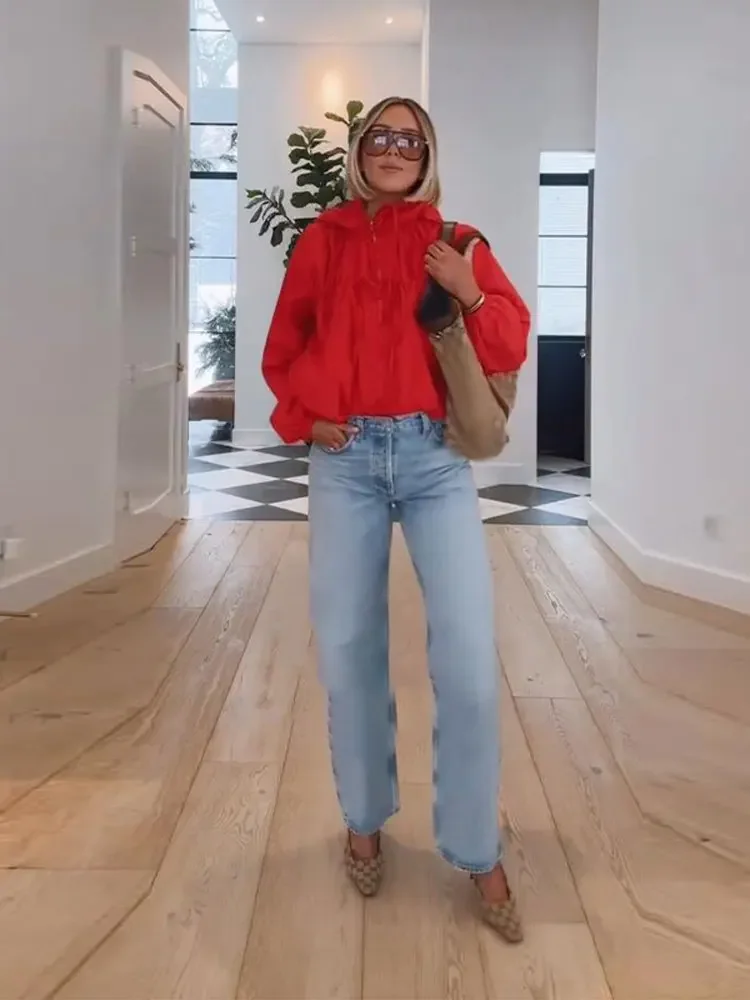 Chic Hooded Lace-Up Zipper Jacket Women - Image 5