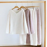 2026 New Autumn/Winter Women's Pajama Set, Flannel Thickened and Warm, Coral Plush Cute Home Fur Two Piece Set Sleepwear