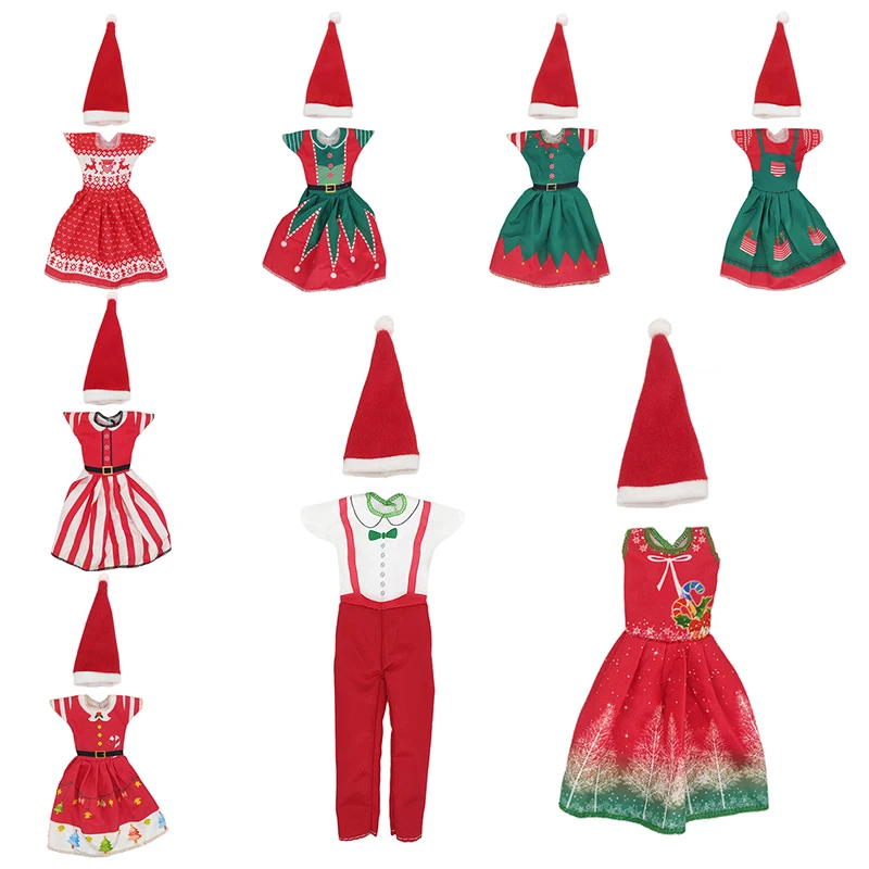 Modische Weihnachtskleid-Outfit-Hüte für 11 Zoll 30 cm Puppenkleidungszubehör – Detail 3