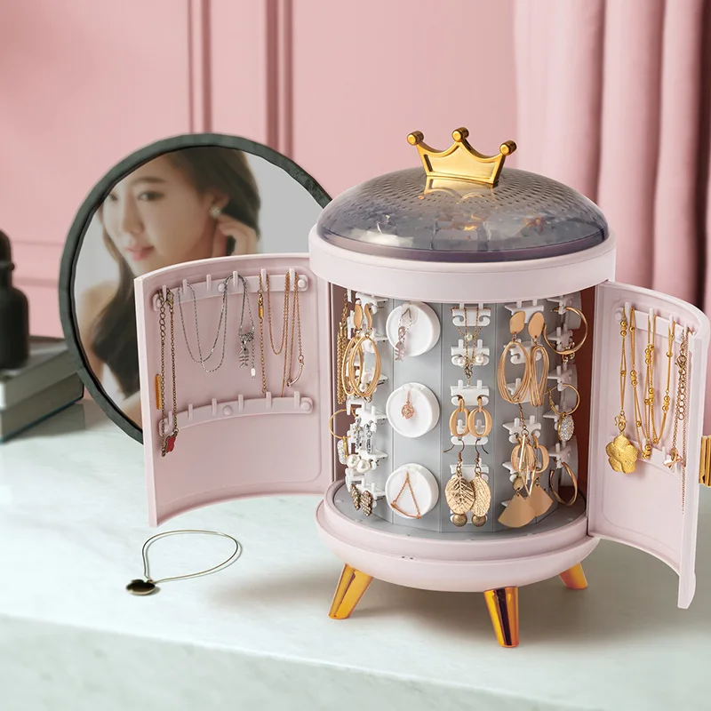 Crown Jewelry Organizer Box Jewel Jewellery Storage Case Borsa Da Viaggio Per Anelli Orecchini Collane Contenitore Di Plastica