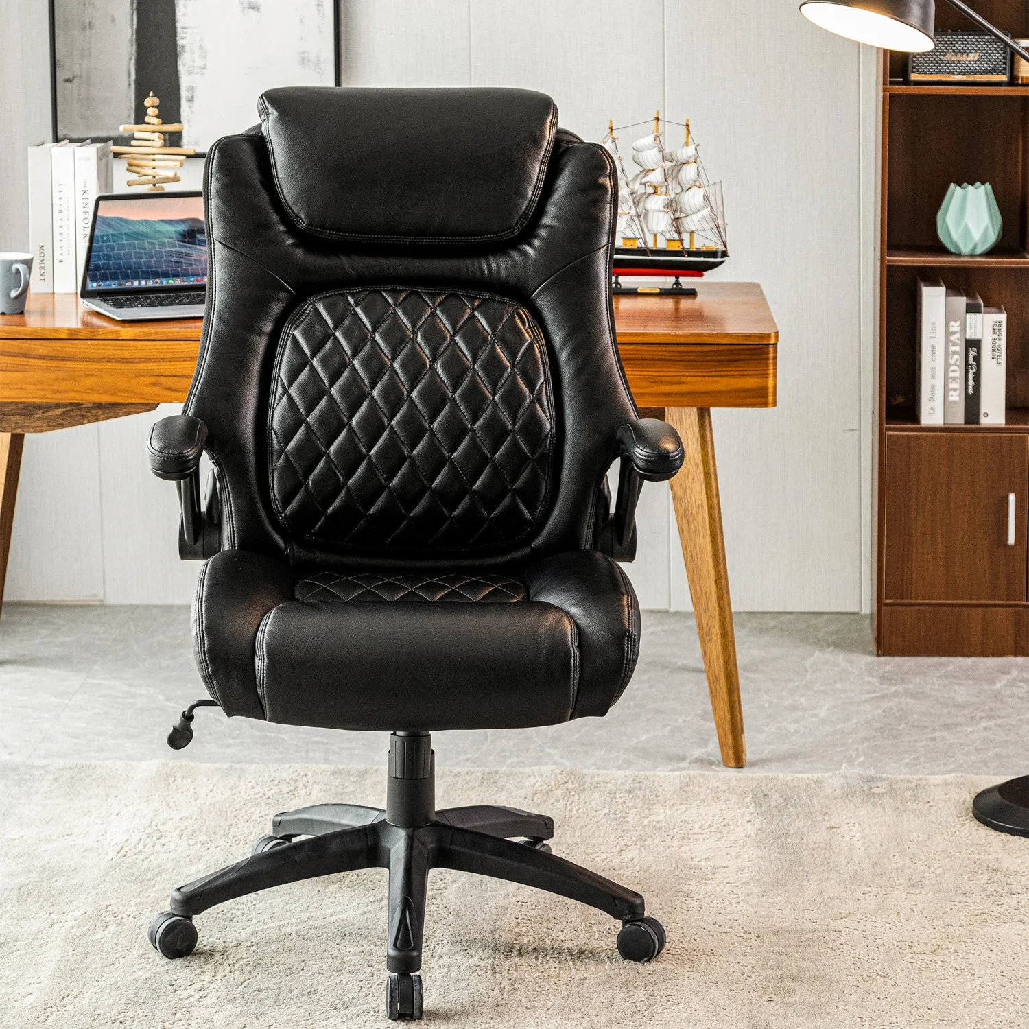 

Luxurious Ergonomic Executive Desk Chair for Big & Tall Individuals up to 400lb - Genuine Leather Materials for Ultimate Comfort