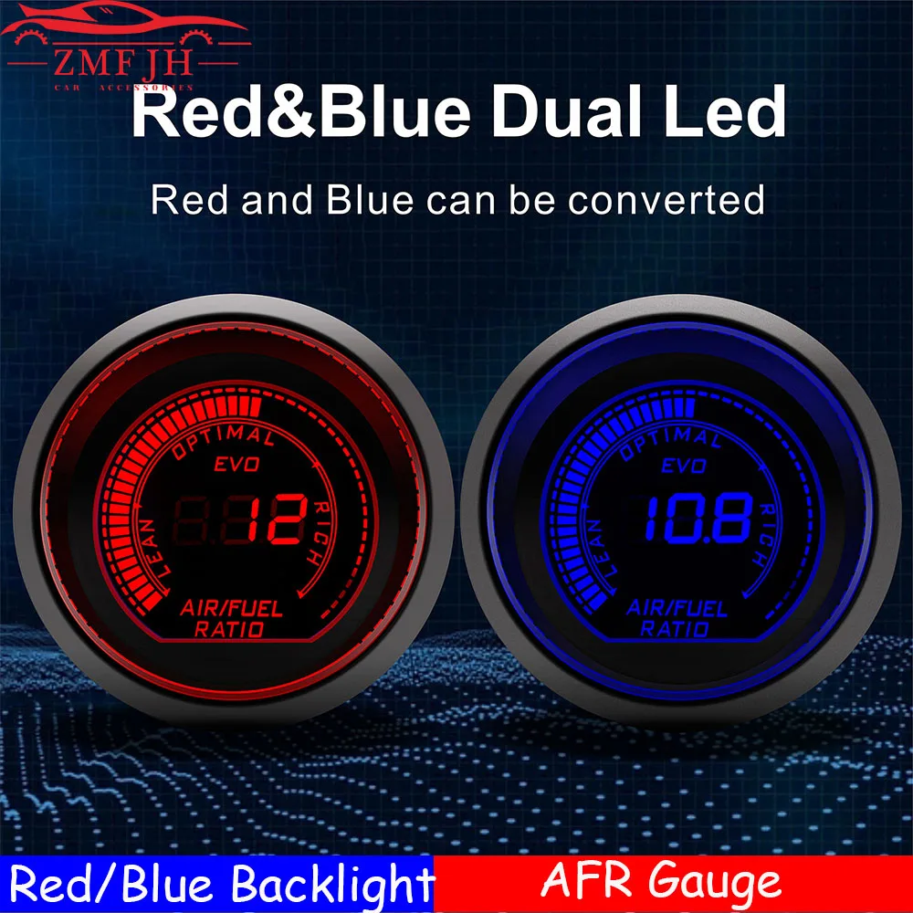 2" 52mm Air Fuel Ratio Gauge Monitor Elec Gauge Blue/red Led Display