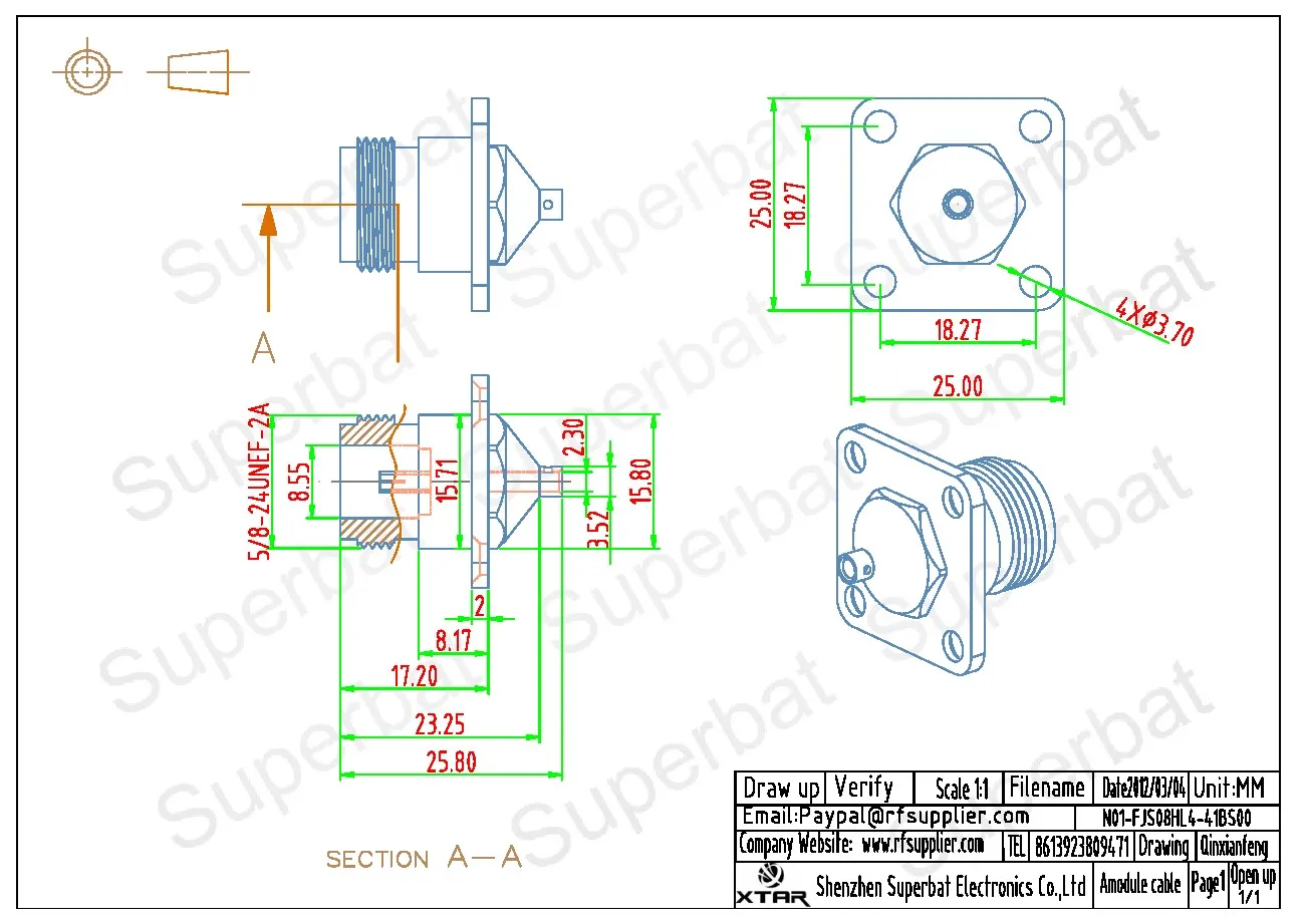 RF Coaxial Connector for Semi Rigid Cable