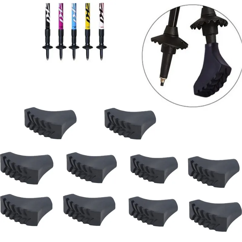 

10 pieces/5 pair Nordic Walking Pole Trekking Pole Tip Protectors Rubber Pads Buffer Replacement Tips End for Hiking Stick