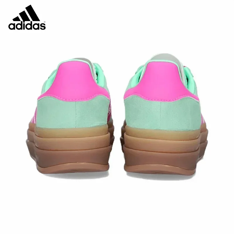 Sports Board Shoes Adidas Originals Gazelle Bold Women Skateboarding Thick Sole Casual Non-slip Wear Low Green Powder Brown H06125