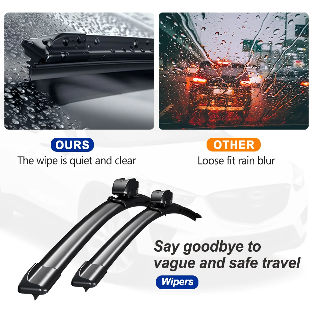 For VW Passat B6 2006-2010 Wiper Front Wiper Blades 2 pcs HD Quiet Durable Automotive Wiper Windshield Accessories 24''+19'' 4